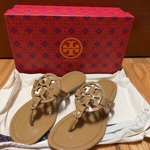 Tory Burch Miller Sandals - Patent Sand size 7 - EUC!